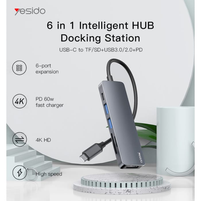 Hub USB Type-C 6 en 1 HB11 YESIDO