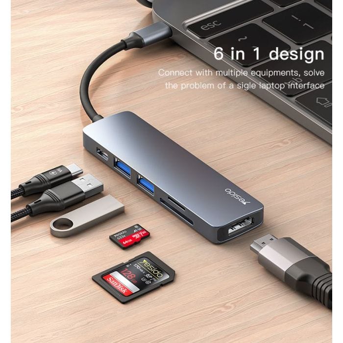 Hub USB Type-C 6 en 1 HB11 YESIDO