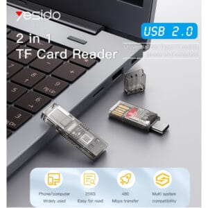 Adaptateur Type-C vers USB + Lecteur Carte TF GS21 YESIDO