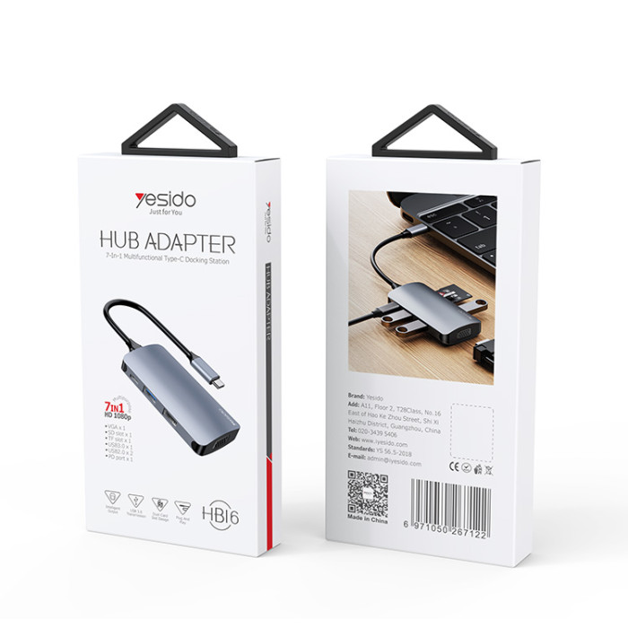 Hub USB-C 7en1 HB16 YESIDO