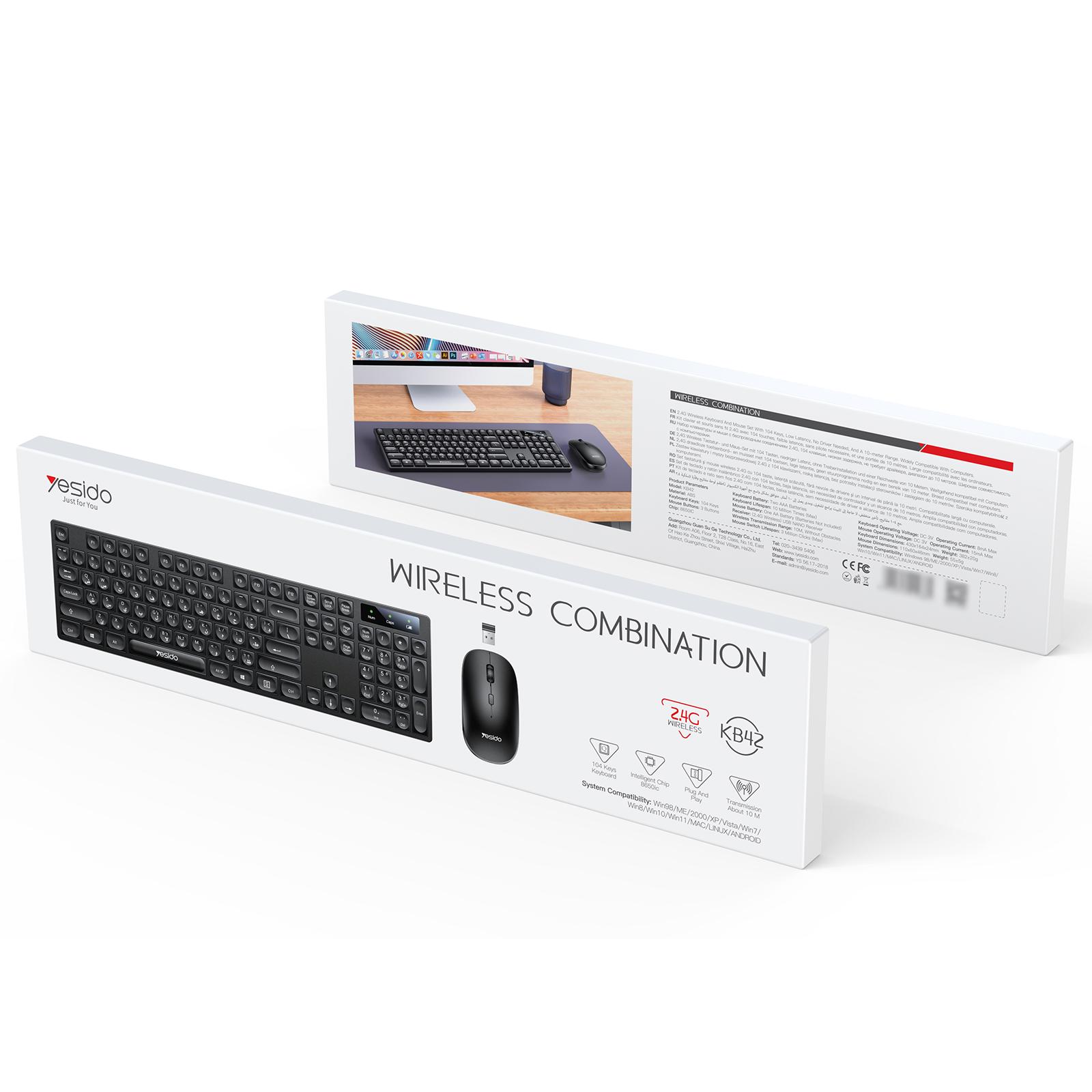 Ensemble Clavier et Souris Sans Fil KB42 YESIDO