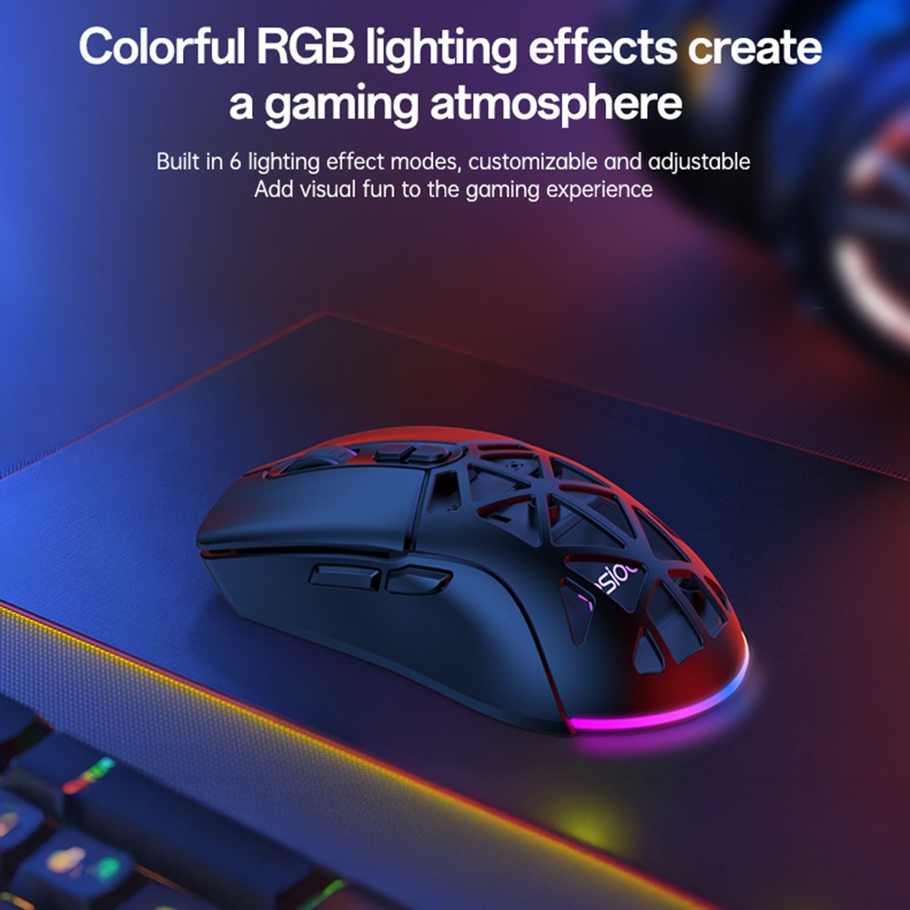 KB46 Souris Gaming Sans Fil 3 Modes RGB 6400 DPI Noir – YESIDO