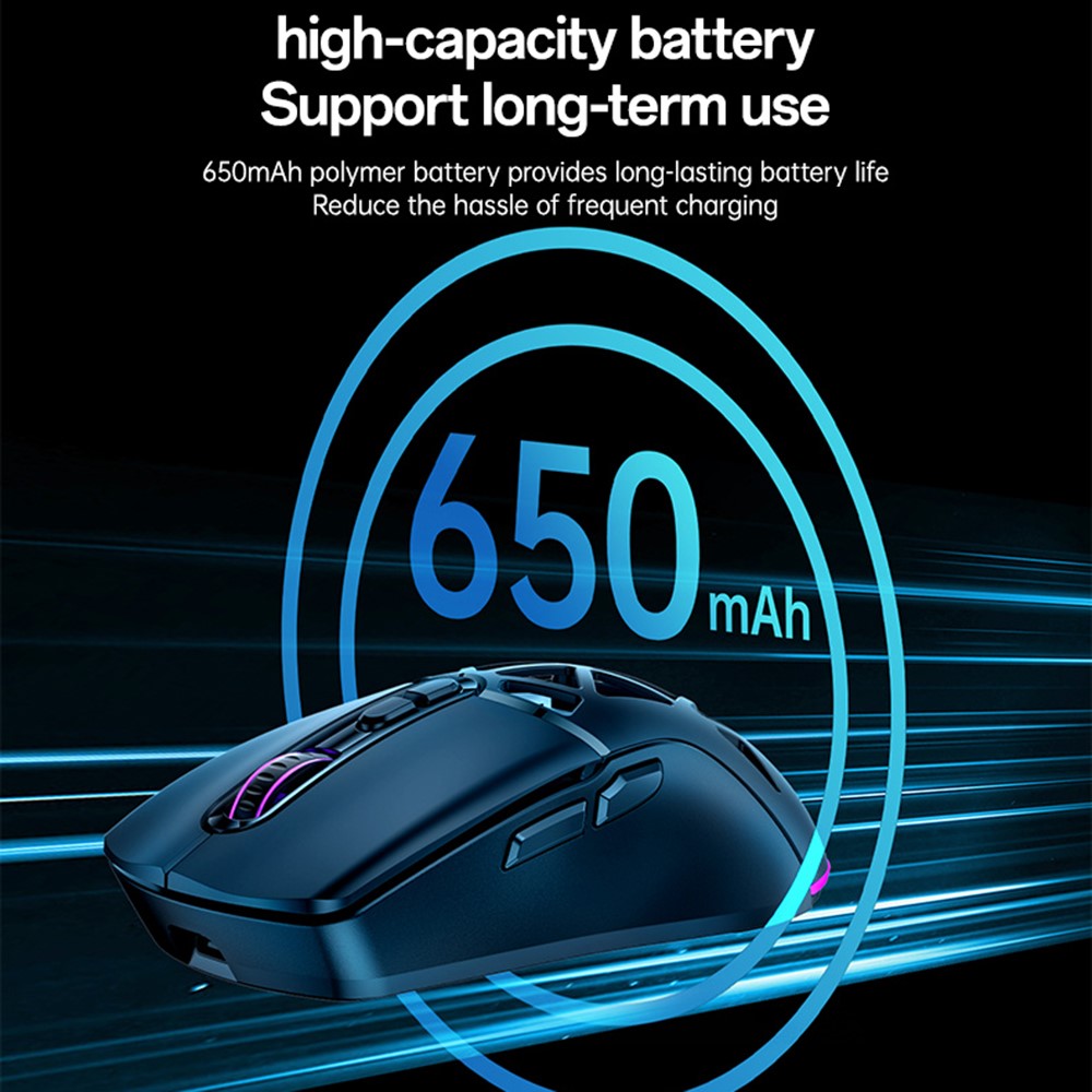 KB46 Souris Gaming Sans Fil 3 Modes RGB 6400 DPI Noir – YESIDO