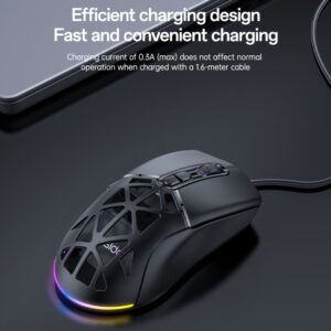 KB46 Souris Gaming Sans Fil 3 Modes RGB 6400 DPI Noir – YESIDO