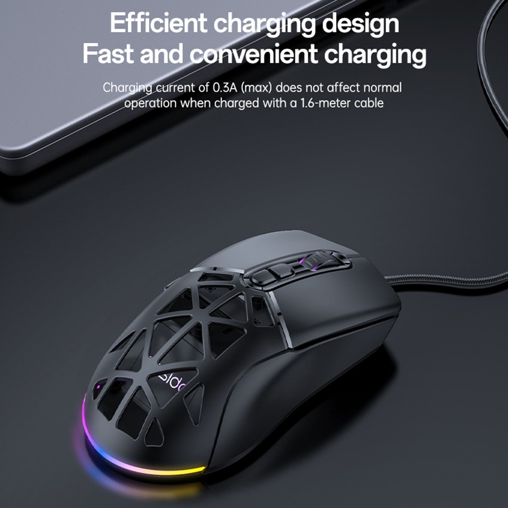 KB46 Souris Gaming Sans Fil 3 Modes RGB 6400 DPI Noir – YESIDO