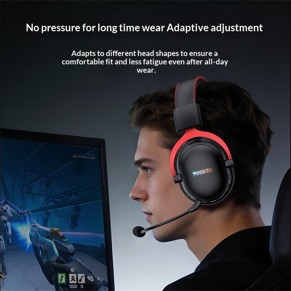 Casque Gamer Sans Fil Yesido EK07 – 3 Modes Bluetooth 5.2, 2.4G & Jack 3,5 mm, Micro Amovible – Image 3