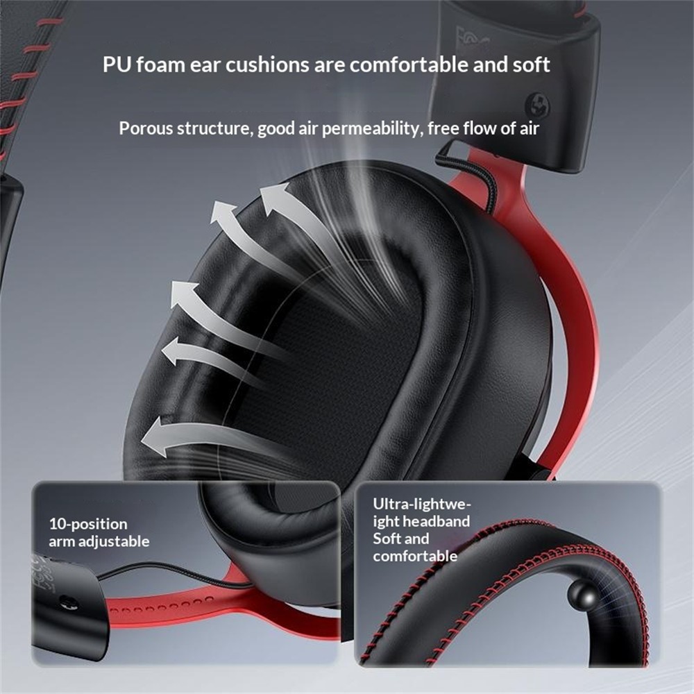 Casque Gamer Sans Fil Yesido EK07 – 3 Modes Bluetooth 5.2, 2.4G & Jack 3,5 mm, Micro Amovible – Image 5