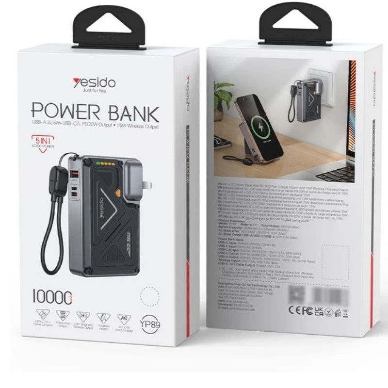 YP89 Batterie Externe Magnétique Sans Fil 10 000 mAh – YESIDO