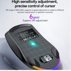 KB46 Souris Gaming Sans Fil 3 Modes RGB 6400 DPI Noir – YESIDO