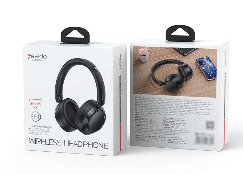 EP11 Casque Bluetooth 5.4 ANC + ENC 40 mm – YESIDO