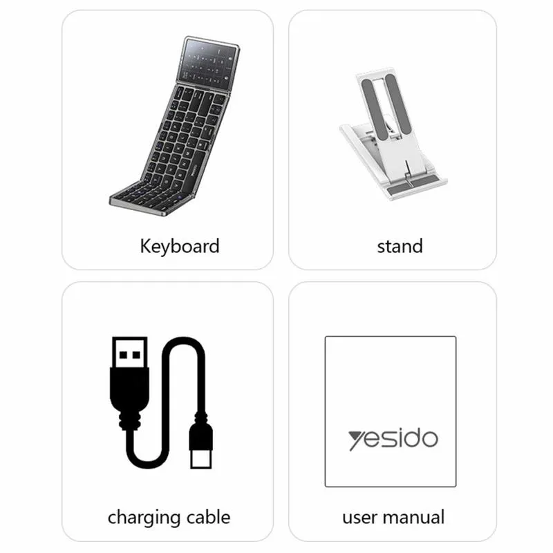 KB49 Clavier Bluetooth Pliable 78 Touches avec Pavé Tactile – YESIDO