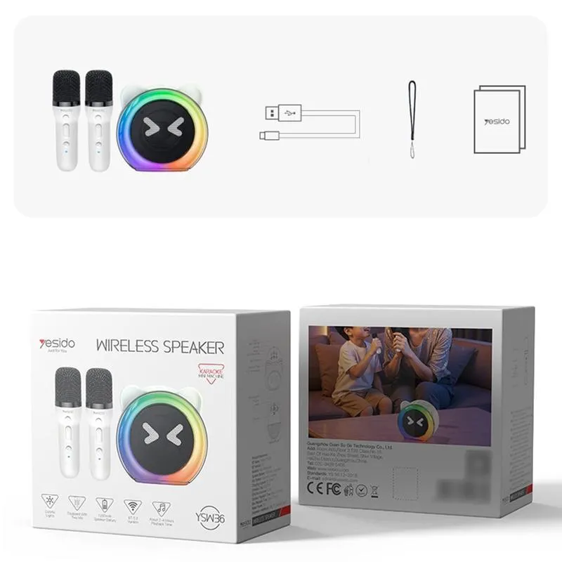 YSW36 Enceinte Karaoké Bluetooth 5W avec 2 Microphones – YESIDO